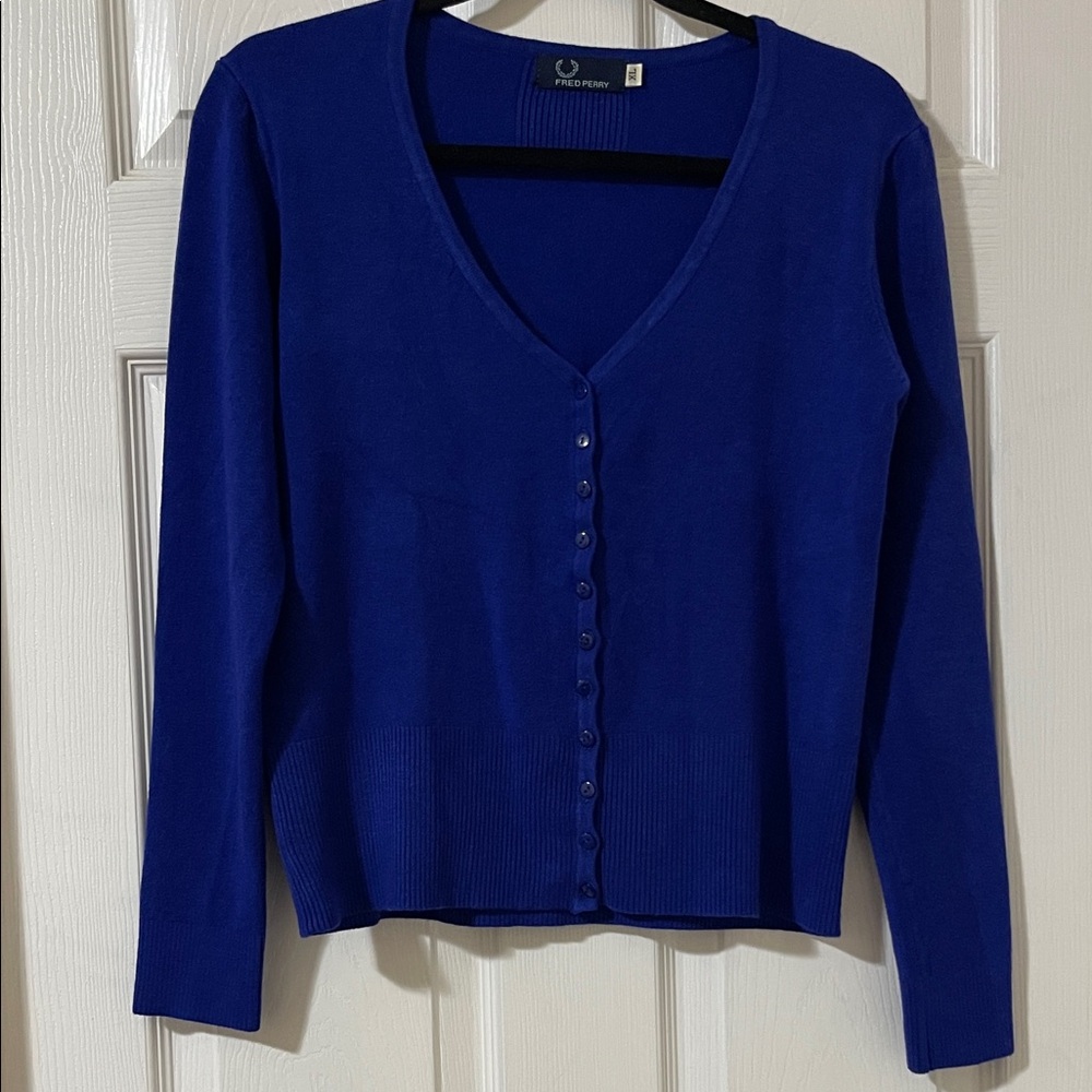 Fred Perry Royal Blue 100% Cashmere Cardigan